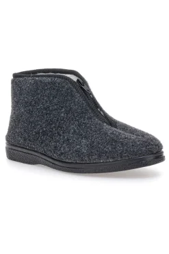 Pantofole antracite a stivaletto con zip e interno in pelo Jerpoint CA249