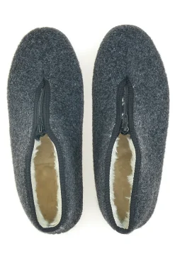 Pantofole antracite a stivaletto con zip e interno in pelo Jerpoint CA249