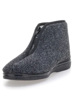 Pantofole antracite a stivaletto con zip e interno in pelo Jerpoint CA249