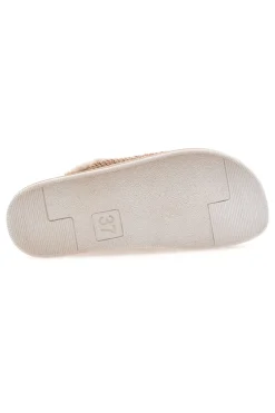 Pantofole beige con ricamo cane e bordo in pelo Inblu 42 CT