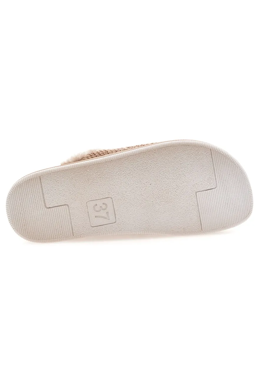 Pantofole beige con ricamo cane e bordo in pelo Inblu 42 CT