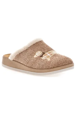 Pantofole beige con ricamo cane e bordo in pelo Inblu 42 CT