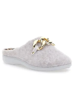 Pantofole Beige in Feltro con Catena Color Oro Grazie 3004d
