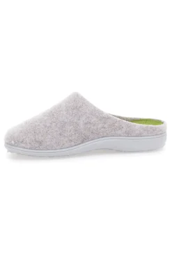 Pantofole Beige in Feltro con Fiorellino Verde e Plantare Estraibile Grazie 3003d
