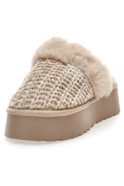 Pantofole beige intrecciate con interno in peluche Superga S79Y310