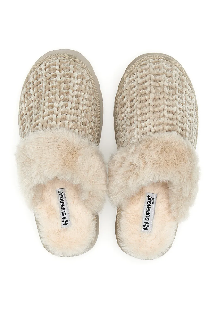 Pantofole beige intrecciate con interno in peluche Superga S79Y310