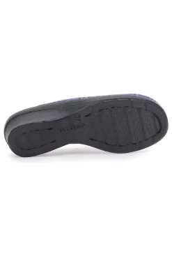 Pantofole blu a quadri con zeppa comfort Fly Flot 90L70T37NP