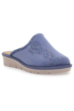 Pantofole blu con ricamo Beego 7306
