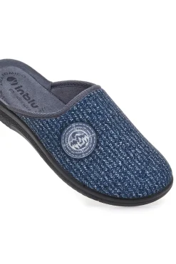 Pantofole blu con tessuto lavorato e plantare anatomico Inblu 16 DG