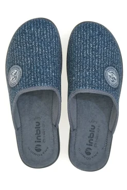 Pantofole blu con tessuto lavorato e plantare anatomico Inblu 16 DG