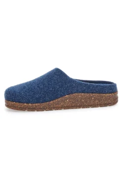 Pantofole Blu in Feltro con Fiore in Metallo e Plantare Estraibile Pittarello Stella Del Nord Bio6