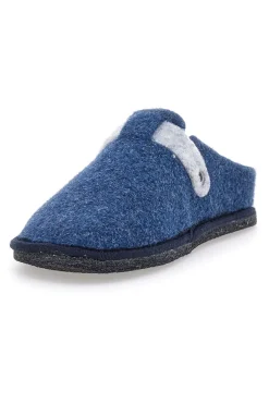 Pantofole Blu in Feltro con Fibbia e Plantare Estraibile Grazie 1