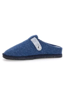 Pantofole Blu in Feltro con Fibbia e Plantare Estraibile Grazie 1