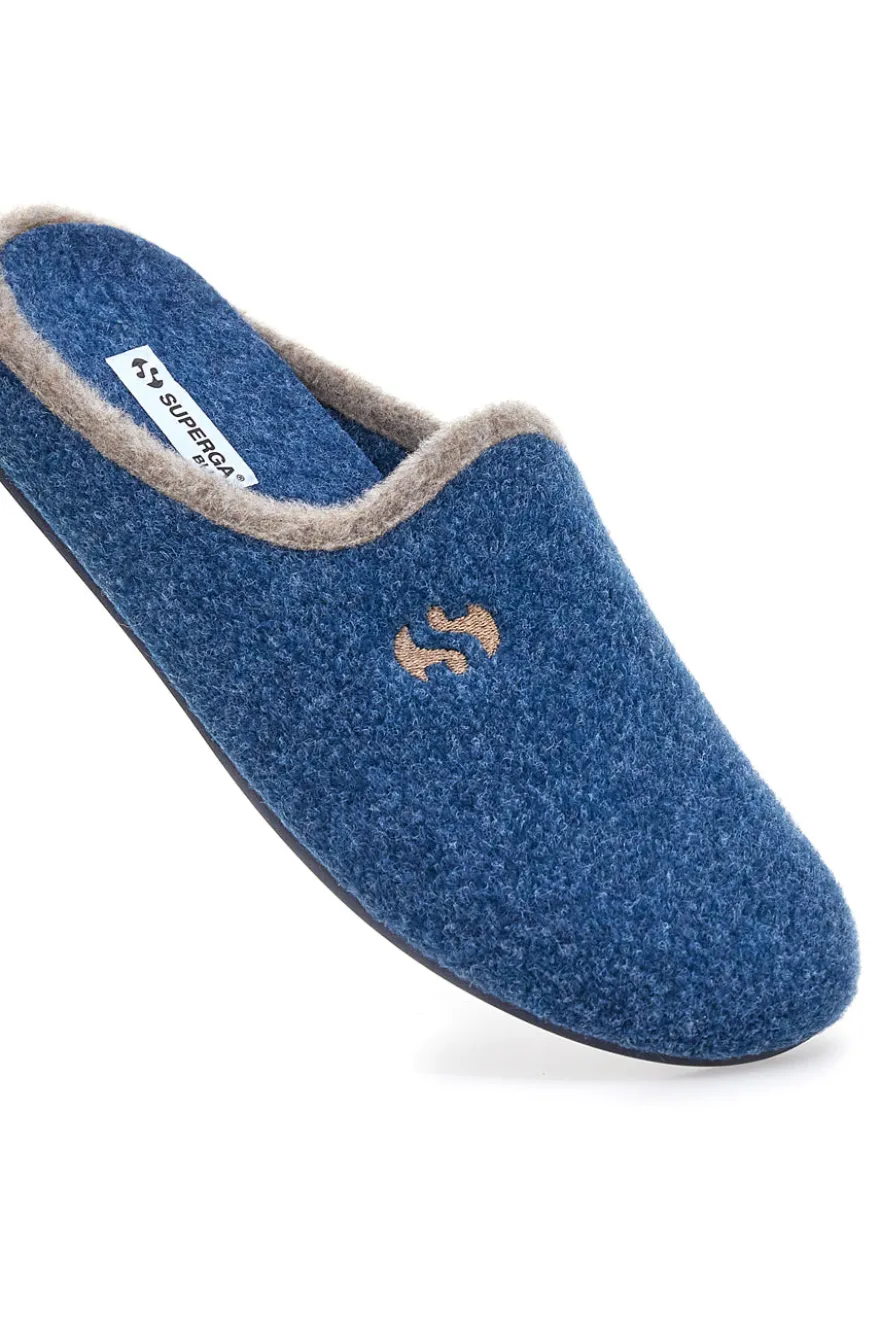 Pantofole blu in feltro con profilo a contrasto Superga S10S225