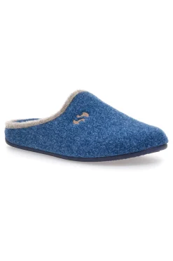 Pantofole blu in feltro con profilo a contrasto Superga S10S225