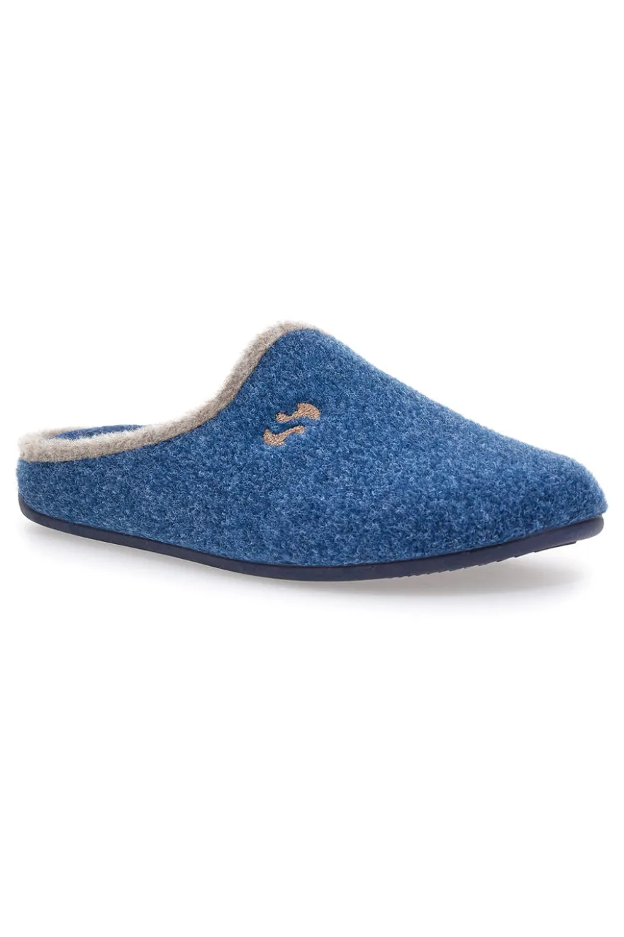 Pantofole blu in feltro con profilo a contrasto Superga S10S225