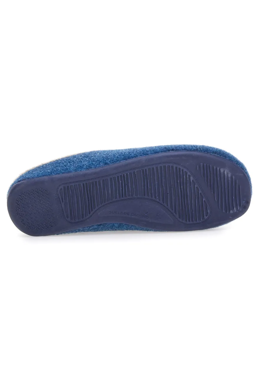 Pantofole blu in feltro con profilo a contrasto Superga S10S225