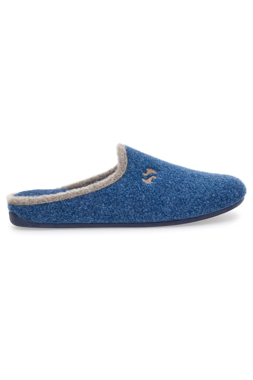 Pantofole blu in feltro con profilo a contrasto Superga S10S225