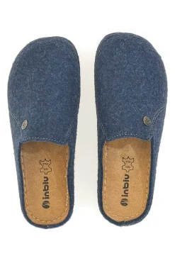 Pantofole blu in feltro con suola effetto para Inblu 12 DK