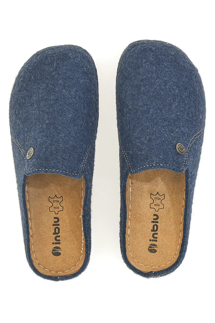 Pantofole blu in feltro con suola effetto para Inblu 12 DK