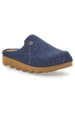Pantofole blu in feltro con suola effetto para Inblu 12 DK