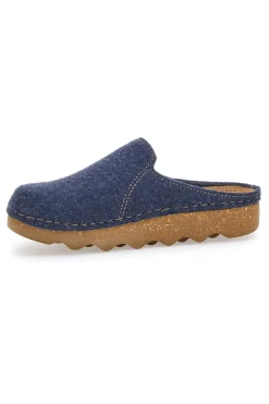 Pantofole blu in feltro con suola effetto para Inblu 12 DK