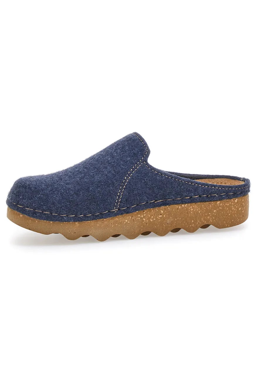 Pantofole blu in feltro con suola effetto para Inblu 12 DK