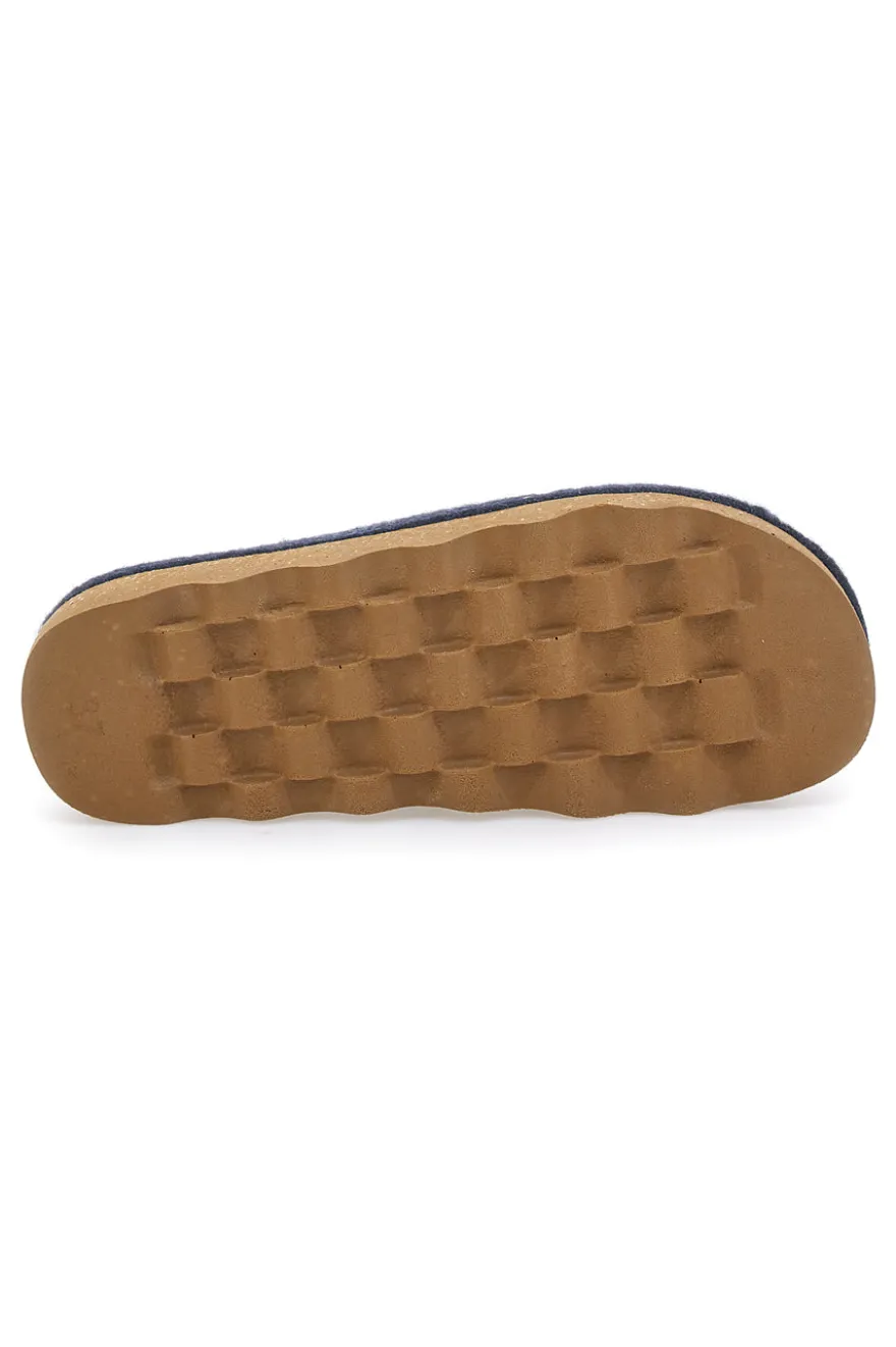 Pantofole blu in feltro con suola effetto para Inblu 12 DK