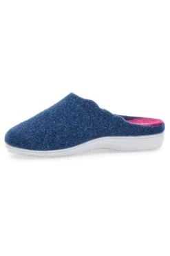 Pantofole Blu in Feltro con Fiorellino in Metallo e Plantare Estraibile Grazie 3001d