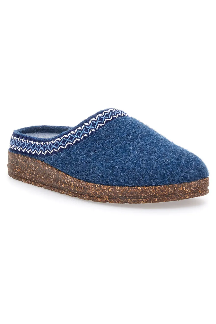 Pantofole Blu in Feltro con Bordo Ricamato e Plantare Estraibile Pittarello Stella Del Nord Bio2