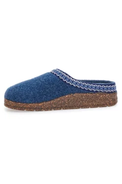 Pantofole Blu in Feltro con Bordo Ricamato e Plantare Estraibile Pittarello Stella Del Nord Bio2