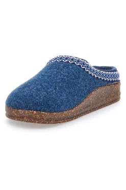 Pantofole Blu in Feltro con Bordo Ricamato e Plantare Estraibile Pittarello Stella Del Nord Bio2