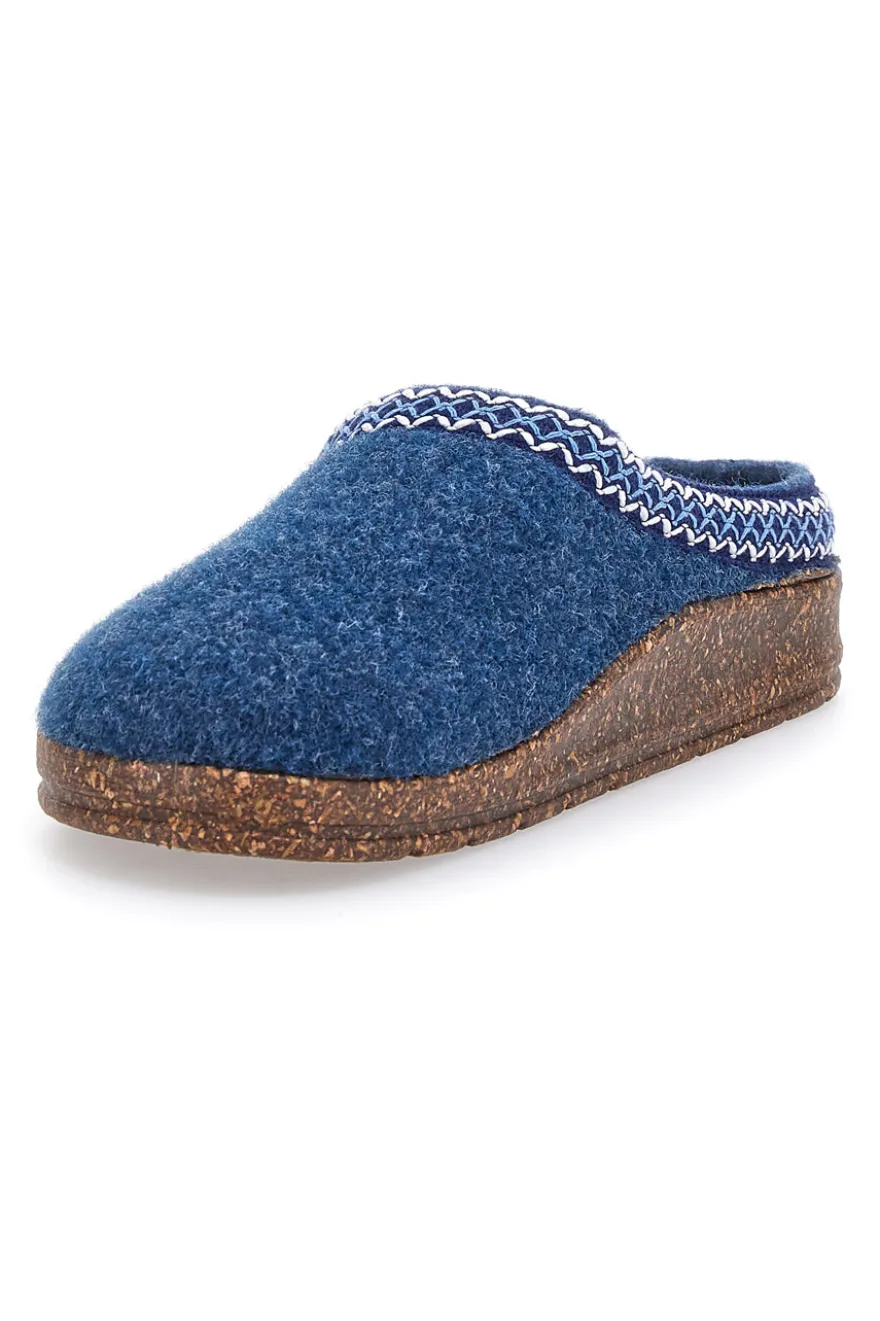 Pantofole Blu in Feltro con Bordo Ricamato e Plantare Estraibile Pittarello Stella Del Nord Bio2