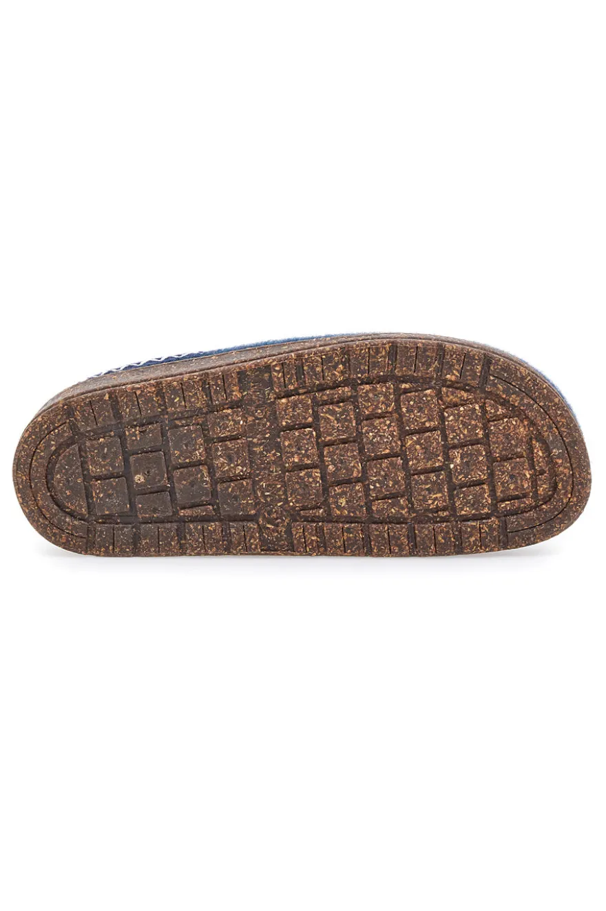 Pantofole Blu in Feltro con Bordo Ricamato e Plantare Estraibile Pittarello Stella Del Nord Bio2