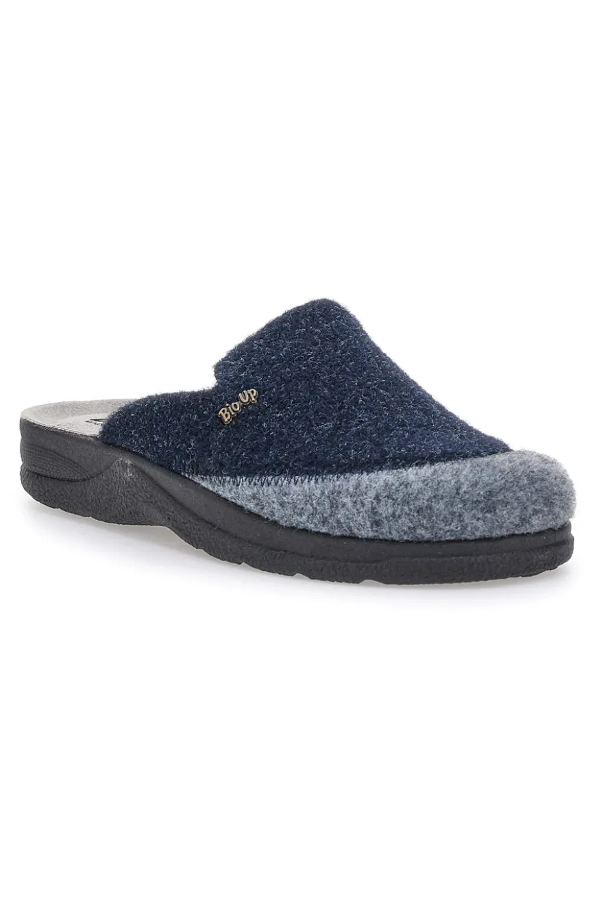 Pantofole blue grigie in vera pelle BIO UP 653