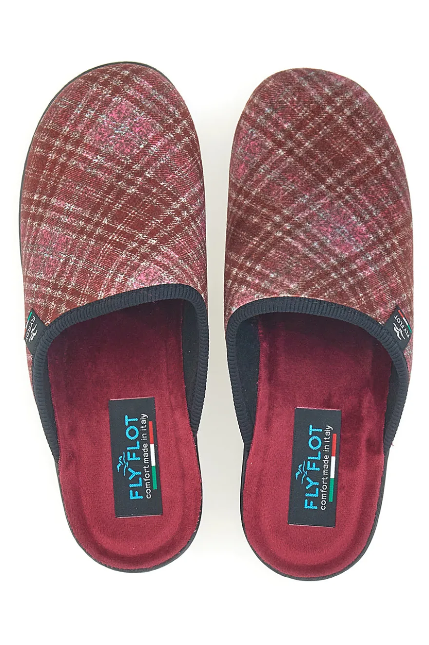 Pantofole bordò a quadri con zeppa comfort Fly Flot 90L70T37NP