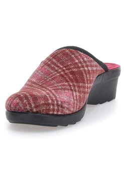 Pantofole bordò a quadri con zeppa comfort Fly Flot 90L70T37NP