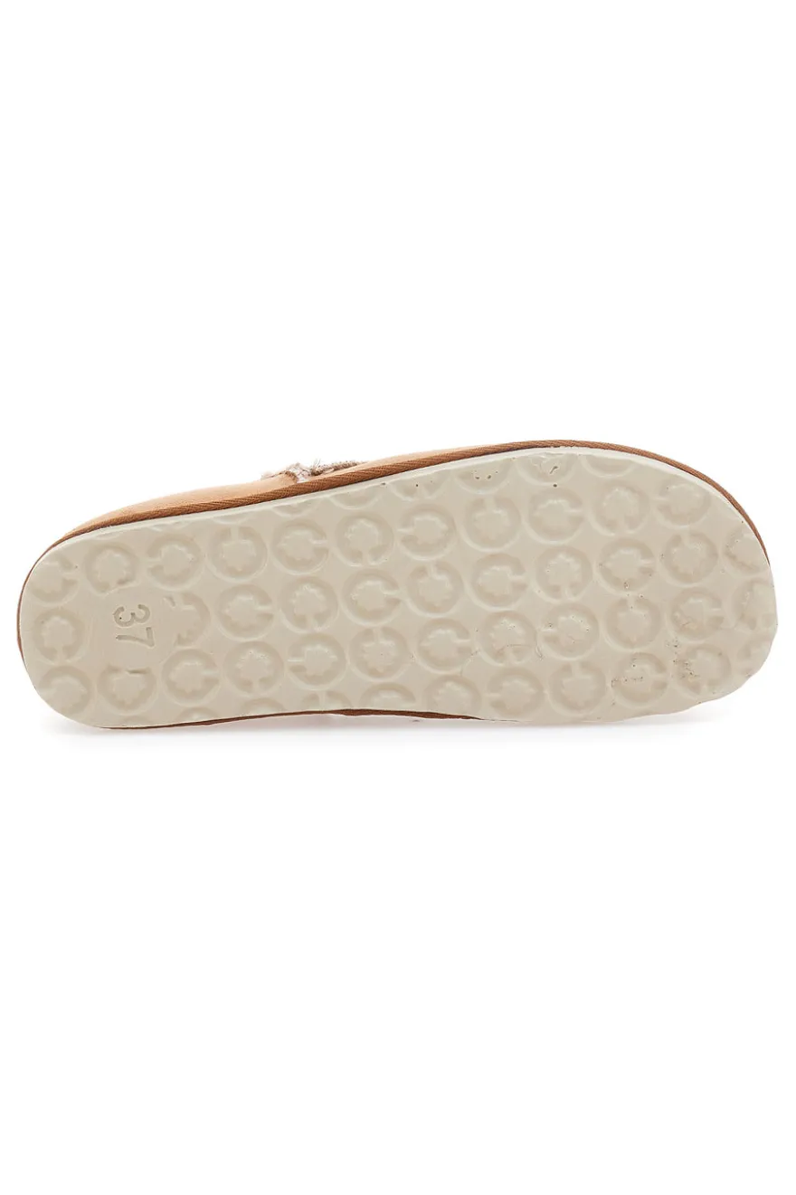 Pantofole Camel con plantare estraibile e pelliccia INBLU 41 CS