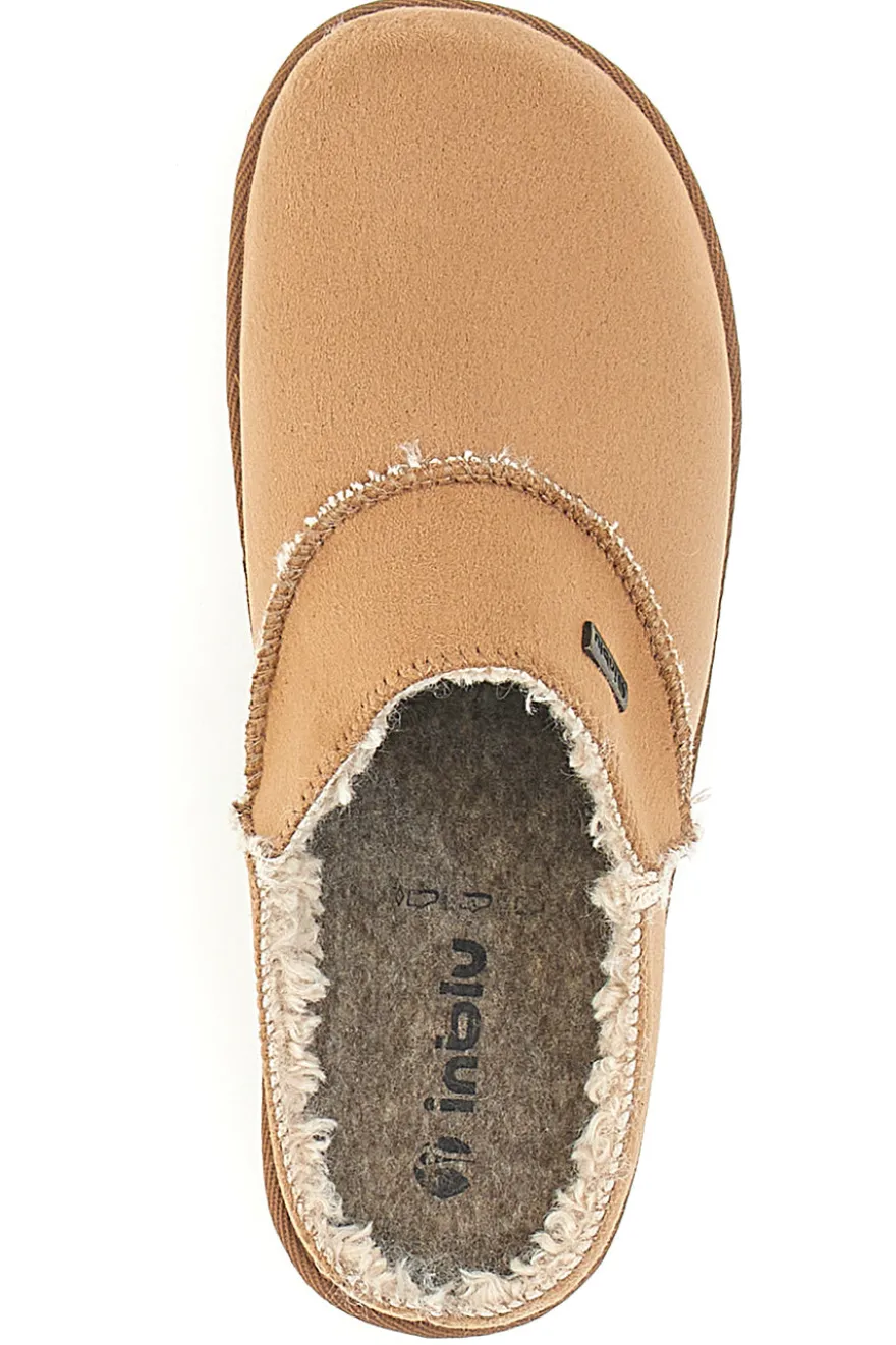 Pantofole Camel con plantare estraibile e pelliccia INBLU 41 CS