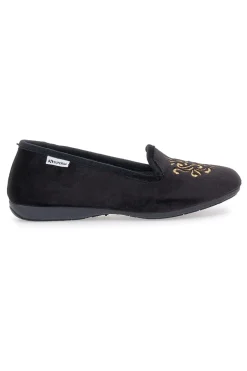 Pantofole Cibatte nere con ricamo dorato Superga S10U272