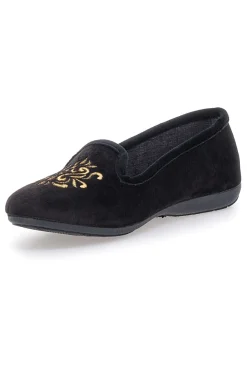Pantofole Cibatte nere con ricamo dorato Superga S10U272