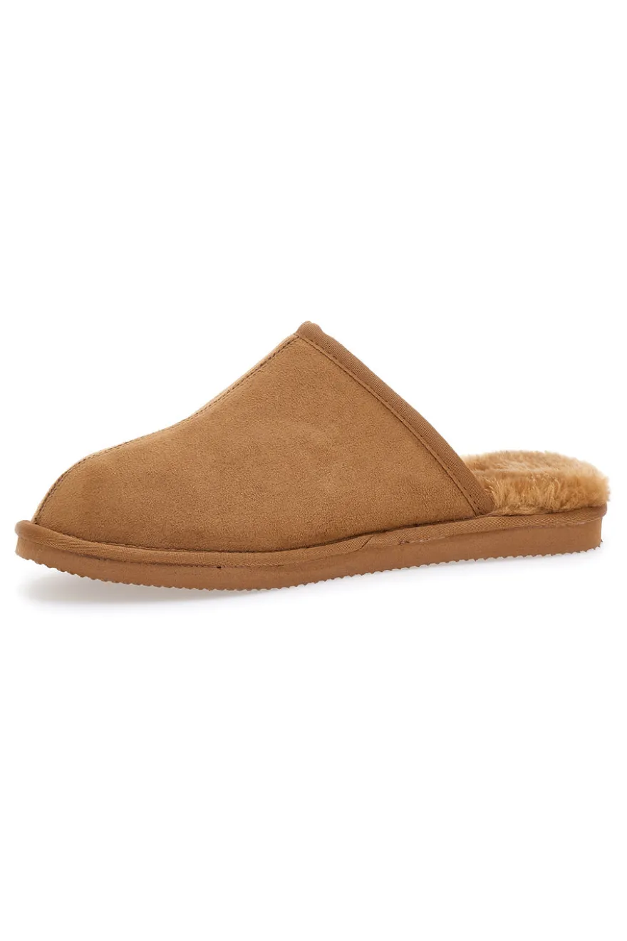 Pantofole color cuoio con interno in pelo e suola antiscivolo Superga S64U876