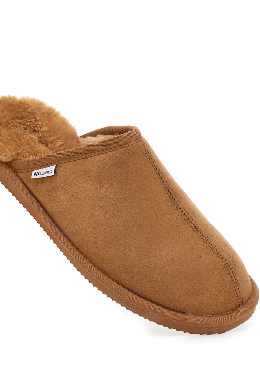 Pantofole color cuoio con interno in pelo e suola antiscivolo Superga S64U876