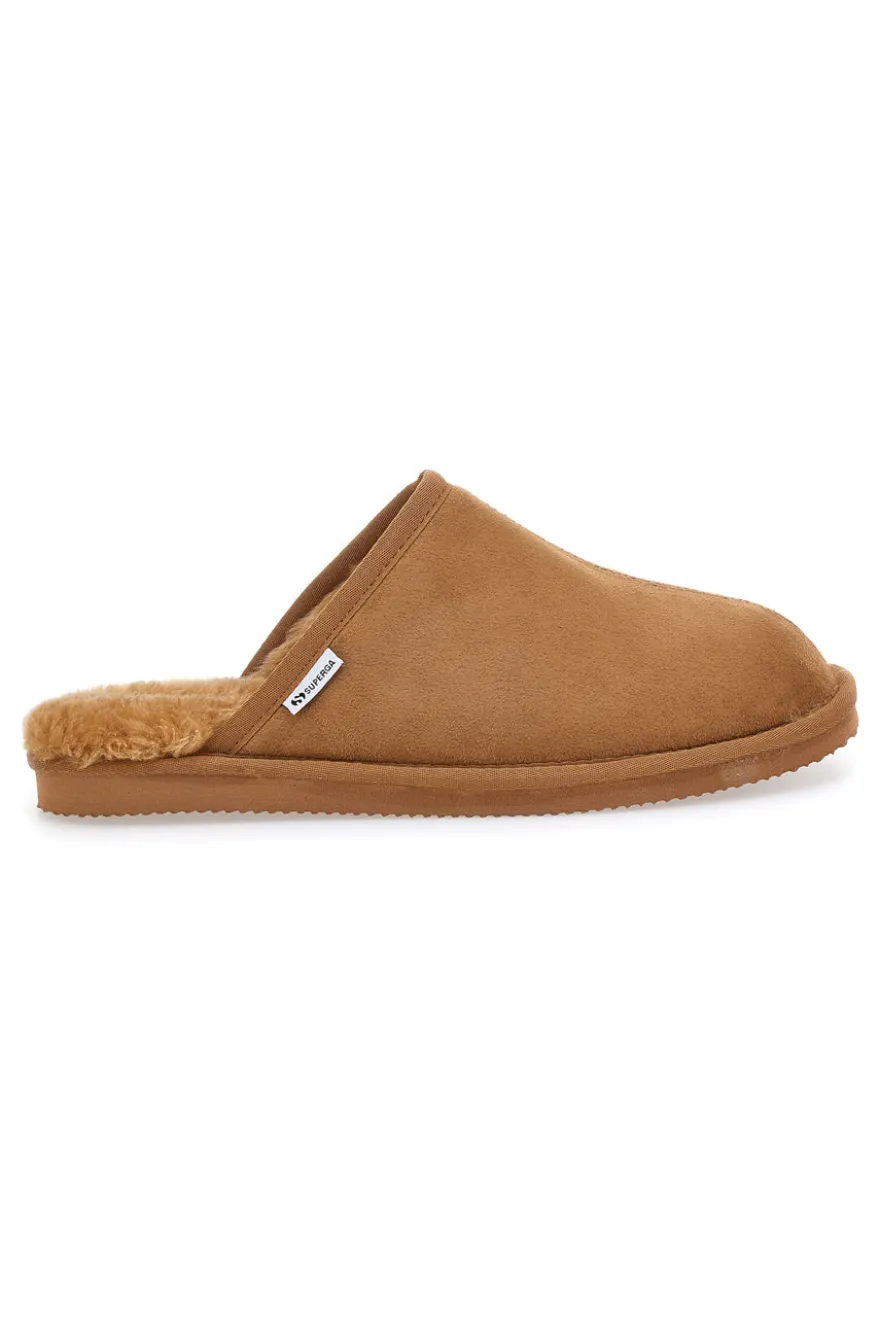 Pantofole color cuoio con interno in pelo e suola antiscivolo Superga S64U876