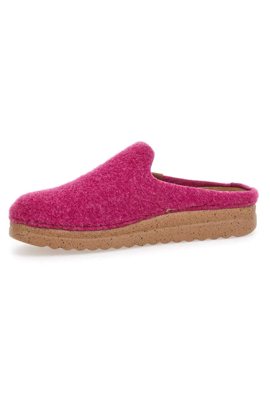 Pantofole fucsia in feltro con suola comfort Plocadi 11902LO
