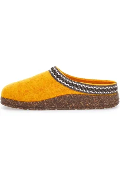 Pantofole Gialle in Feltro con Bordo Ricamato Pittarello Stella Del Nord Bio2