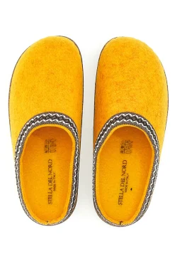 Pantofole Gialle in Feltro con Bordo Ricamato Pittarello Stella Del Nord Bio2