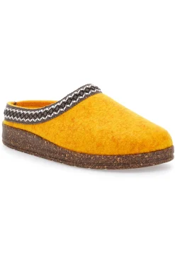 Pantofole Gialle in Feltro con Bordo Ricamato Pittarello Stella Del Nord Bio2