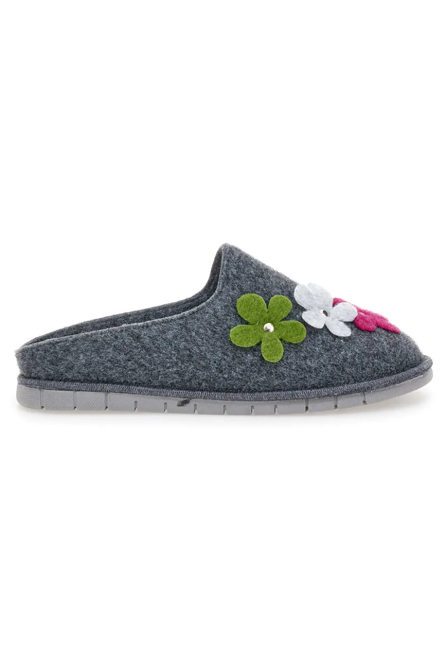 Pantofole Grigie con Fiori DOLCE VITA 045