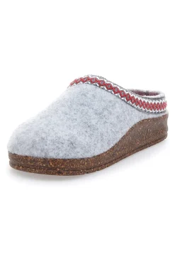 Pantofole Grigie in Feltro con Bordo Ricamato e Plantare Estraibile Pittarello Stella Del Nord Bio2